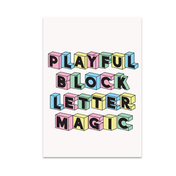 Playful Block Letter Magic - Typography Art Enthusiast - 13x19 Poster Print