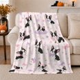 thumbnail image 1 of Playful Boston Terrier Puppy Pattern Pastel Flowers Bows, Playful Pet Portrait Pattern, Warm Flannel Blanket for Living Room and Bedroom, Dog Lovers Just Because Gift, Pet Lover Home Decor, 1 of 9