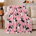 thumbnail image 1 of Playful Boston Terrier Repeating Pattern Pink, Playful Pet Portrait Pattern, Warm Flannel Blanket for Living Room and Bedroom, Dog Lovers Just Because Gift, Pet Lover Home Decor, 1 of 9