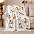 thumbnail image 1 of Playful Boxer Dogs Pumpkins, Playful Pet Portrait Pattern, Warm Flannel Blanket for Living Room and Bedroom with Detailed Artwork, Dog Lovers Just Because Gift, Pet Lover Home Decor, 1 of 7