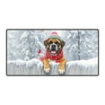thumbnail image 1 of Playful Boxer Welcomes Winter Snowy Day with Cardinal Bird Desk Mat Full Keyboard Mouse Pad Boxers Dog Lover Gifts Idea Large Mousepad - 2017, 1 of 5