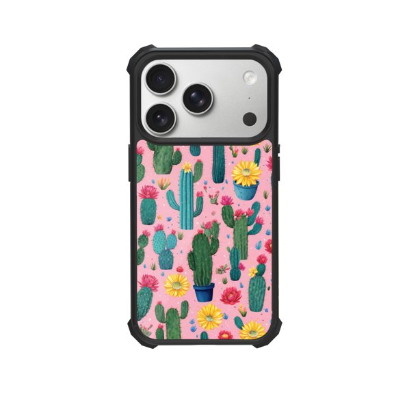 Playful Cactus Garden Shockproof Case For iPhone 12 13 14 15 16 Pro Max Series – TPU Bumper + Hard PC Back, Air-Cushion Corners