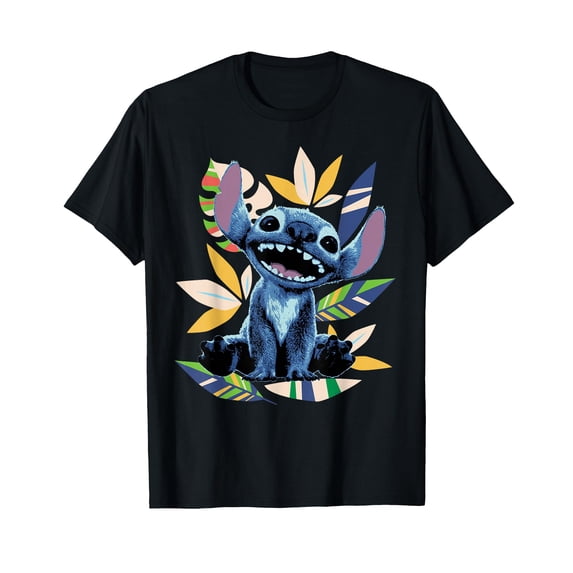 Playful Cartoon Character Tropical Leaf T-Shirt for Fun Summer Outings