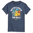 thumbnail image 1 of Playful Cartoon Characters Graphic T-Shirt - Fun 'Gotta Catch 'Em All!' Design, 1 of 5