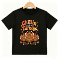 Playful Cartoon Chillin’ with My Turkeys Fall Turkey Kids T-Shirt ...