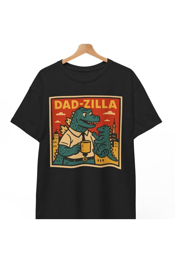 Playful Cartoon Dinosaur T-Shirt for Retro Comic Dad Gift and Fun Family Style