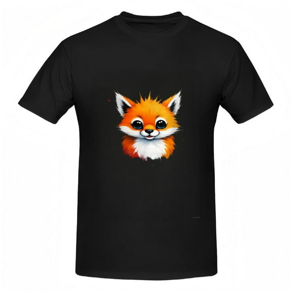 Playful Cartoon Fox Cotton Short Sleeve T-Shirt for Women - Vibrant Orange & White Design Perfect for Casual Fun Occasions