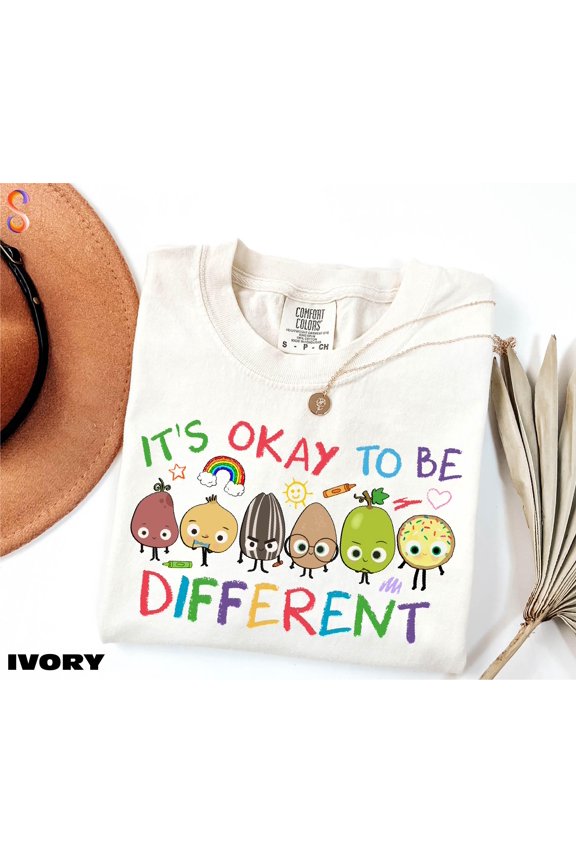 Playful Cartoon Fruits Design Comfort Colors T-Shirt for Autism Awareness and Positive Vibes