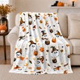 thumbnail image 1 of Playful Cartoon Ghosts Pumpkins decorative motif autumn celebration Whimsical Pattern, Warm Flannel Blanket for Living Room and Reading Nook, Festive autumn celebration Scene, Festive Home Decor, 1 of 9