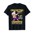 thumbnail image 1 of Playful Cartoon Grandma Crocheting T-Shirt for Craft Lovers and Humor Enthusiasts, 1 of 5