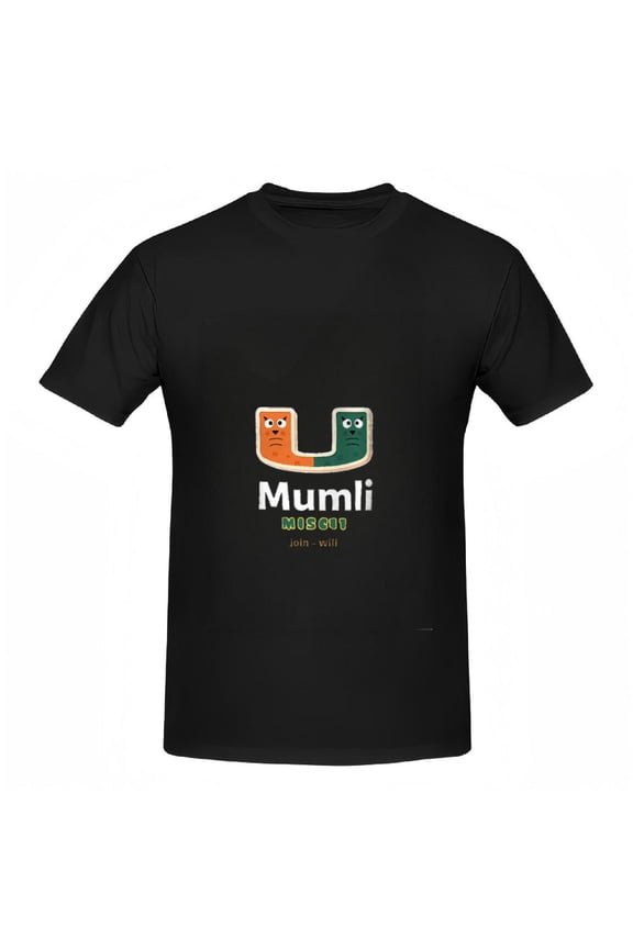 Playful Cartoon Graphic Cotton Short Sleeve T-Shirt for Women - Whimsical ' Mumli ' Design with Orange and Green Characters