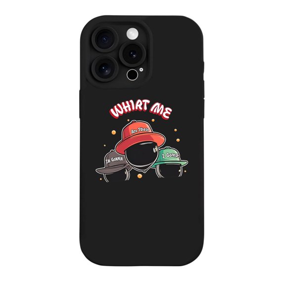 Playful Cartoonish iPhone 15 Pro Case - Lightweight Yellowing Resistant with Fun ' WHUT ME ' Design and Three ' ' Hats