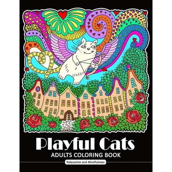 Playful Cat Coloring Book for Adults: Cat and Kitten Coloring Book for all ages (Zentangle and Doodle Design) (Paperback)