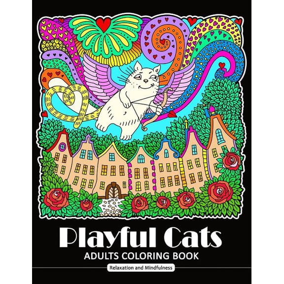 Playful Cat Coloring Book for Adults : Cat and Kitten Coloring Book for all ages (Zentangle and Doodle Design) (Paperback)