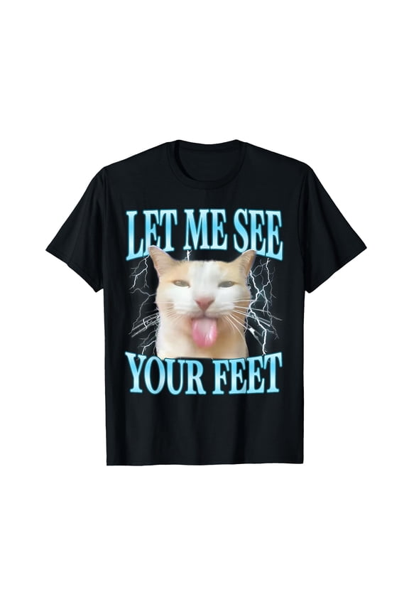 Playful Cat Meme T-Shirt for Fun and Laughter - Vintage Style with Lightning Graphics