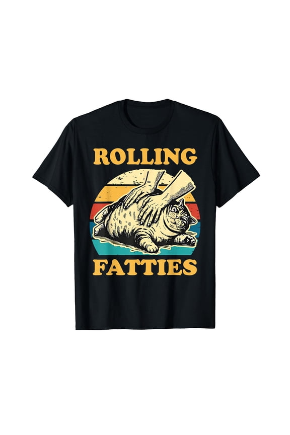 Playful Cat Rolling Fatties T-Shirt for Fun and Lighthearted Style