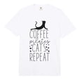 thumbnail image 1 of Playful Cat Silhouette Coffee Pilates Cats Repeat T-Shirt for Comfort and Style, 1 of 5
