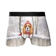 thumbnail image 1 of Playful Cavalier King Charles Spaniel Welcomes Winter Snowy Day with Cardinal Bird All Over Print Boxer Briefs Underwear for Men Dad Dog Lover Gifts - 12017, 1 of 6