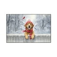 thumbnail image 1 of Playful Chesapeake Bay Retriever Welcomes Winter Snowy Day with Cardinal Bird Indoor Rug Chessie Dog Lover Carpet Living Bed Room Sofa Home Decor - 2017, 1 of 5