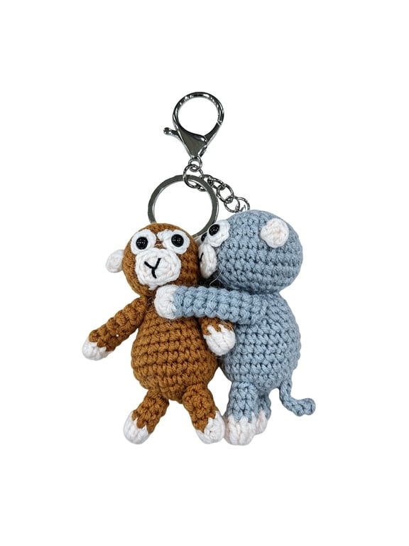 Playful Colorful Crocheted Monkey Keychain Playful Gift For Car Motorcycles Key