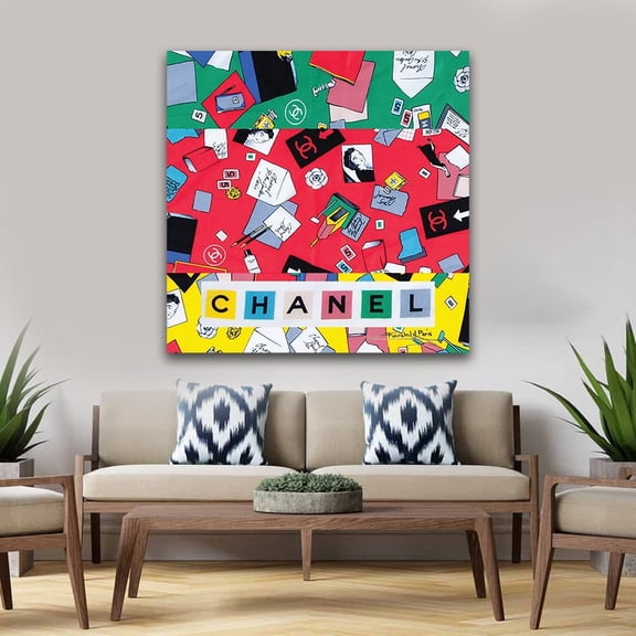 PLAYFUL COLORFUL FASHION DESIGN - 14"x14" Canvas Artwork 30 x 30