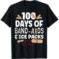 thumbnail image 1 of Playful Comfort Tee - 100 Days Band Aids & Ice Packs Nurse 100 Days Of School T-Shirt, 1 of 4