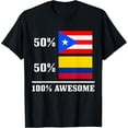 thumbnail image 1 of Playful Comfort Tee - 50% Puerto Rico 50% Colombia Puerto Rican Colombian Flag T-Shirt, 1 of 4