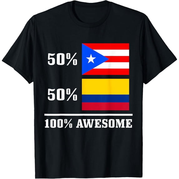 Playful Comfort Tee - 50% Puerto Rico 50% Colombia Puerto Rican Colombian Flag T-Shirt
