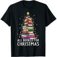 thumbnail image 1 of Playful Comfort Tee - All Booked For Christmas Book Christmas Tree Lights T-Shirt, 1 of 4