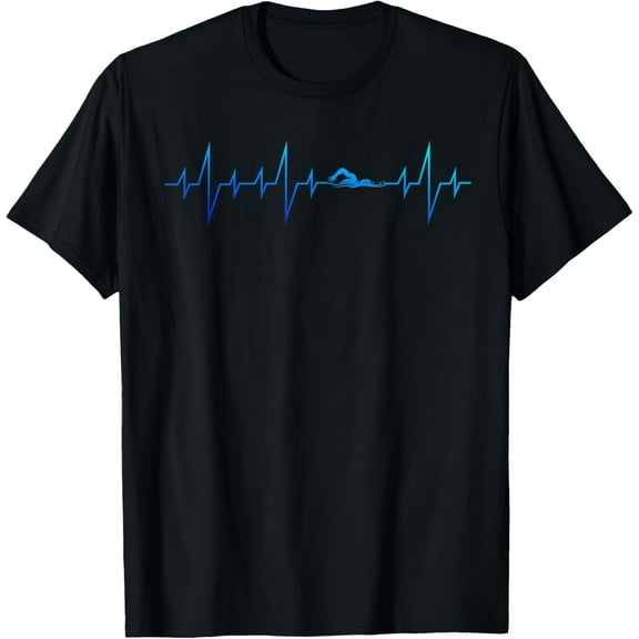 Playful Comfort Tee - Aquatic Sport Swimmer Heartbeat Swim Practice Swimming T-Shirt