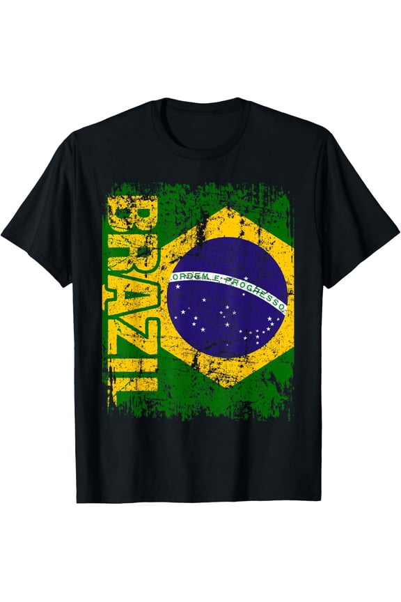 Playful Comfort Tee - BRAZIL BRASIL Flag Vintage Distressed BRAZIL T-Shirt