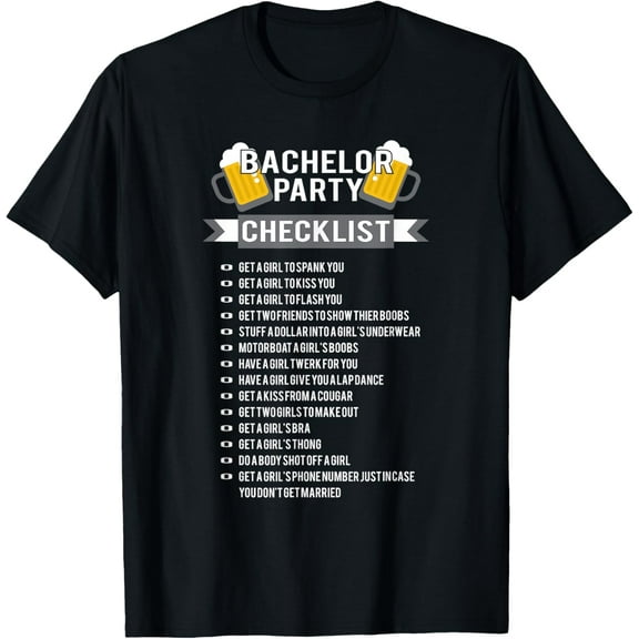 Playful Comfort Tee - Bachelor Party Checklist Groomsmen Best Man Tee T Shirt T-Shirt