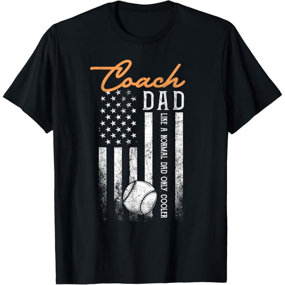 Playful Comfort Tee - Baseball Coach Dad Like A Normal Dad Only Cooler USA Flag T-Shirt