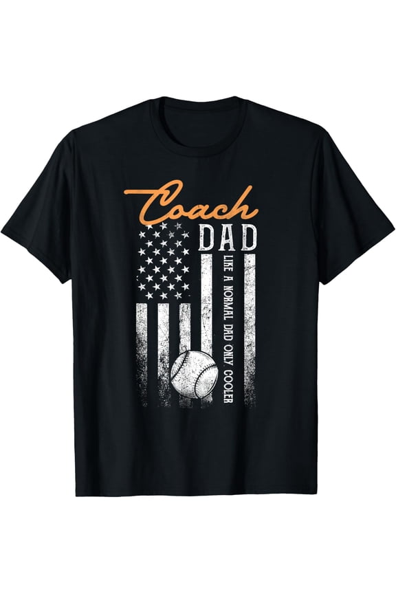 Playful Comfort Tee - Baseball Coach Dad Like A Normal Dad Only Cooler USA Flag T-Shirt