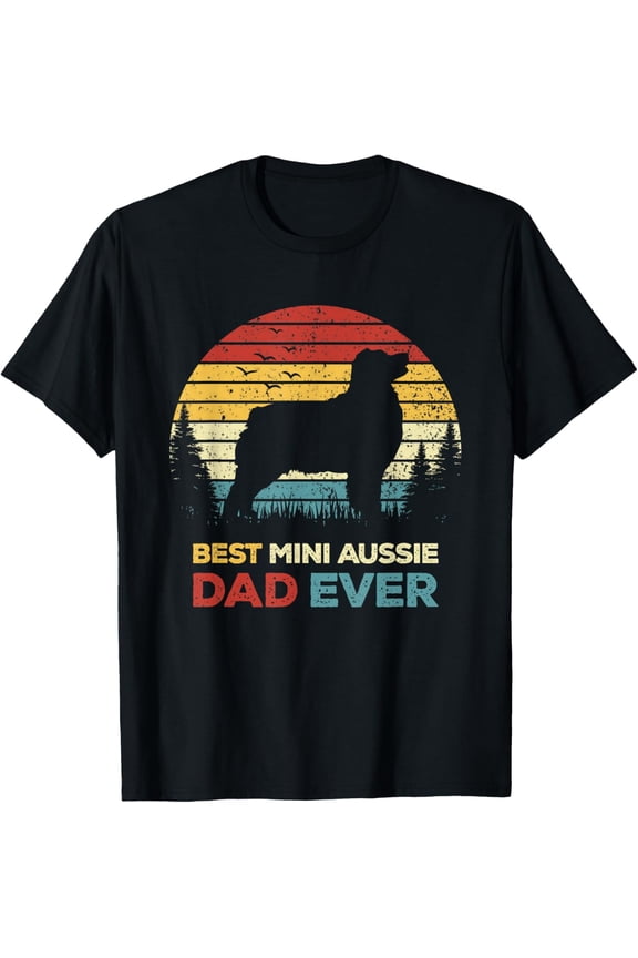 Playful Comfort Tee - Best Mini Aussie Dad Ever Retro Australian Shepherd Dog T-Shirt
