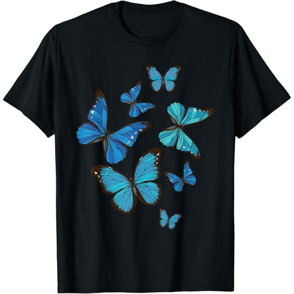 Playful Comfort Tee - Blue Morpho Butterfly Swarm Lepidoptera Lover Entomologist T-Shirt