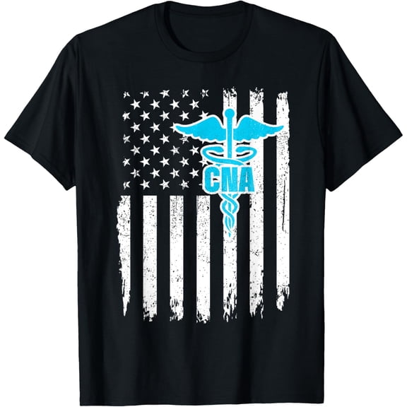 Playful Comfort Tee - CNA USA Flag Certified Nursing Assistant T-Shirt for Women Men