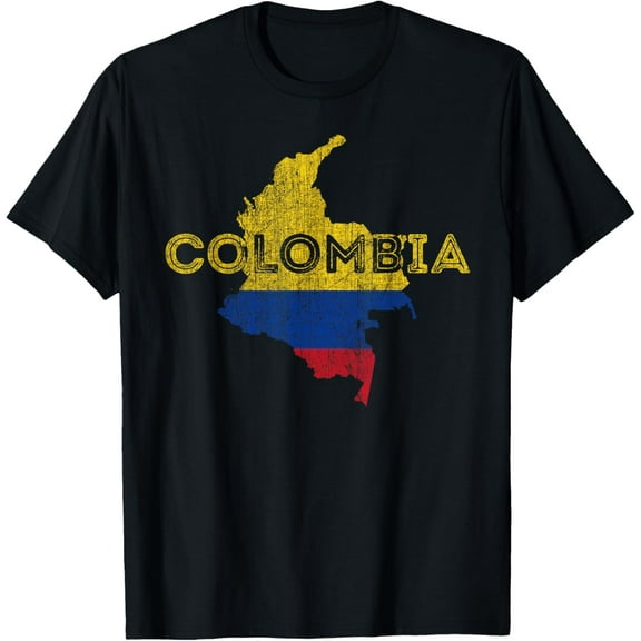 Playful Comfort Tee - Colombian Map and Flag Souvenir - Distressed Colombia T-Shirt