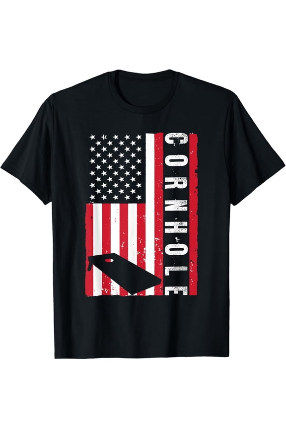 Playful Comfort Tee - Cool Cornhole Art Men Women American Flag Corn Hole Player T-Shirt