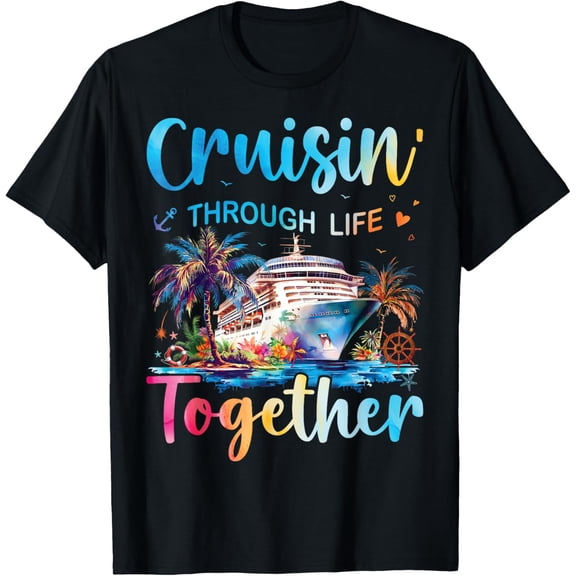 Playful Comfort Tee - Cruisin Through Life Together Husband And Wife Cruise Couple T-Shirt
