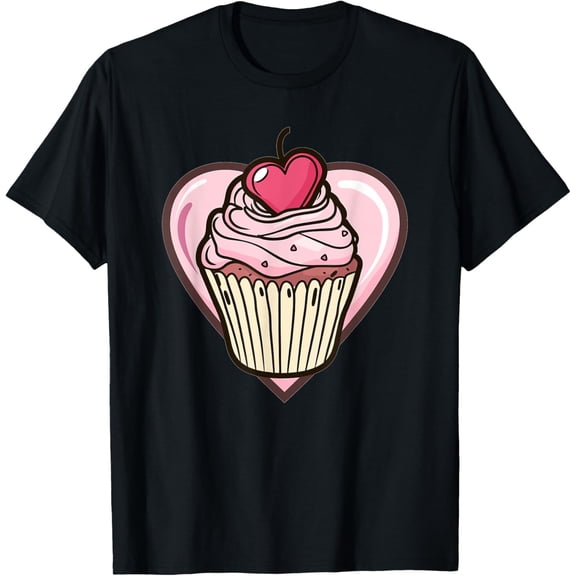 Playful Comfort Tee - Cute Cupcake With Heart I Kids Cupcake T-Shirt