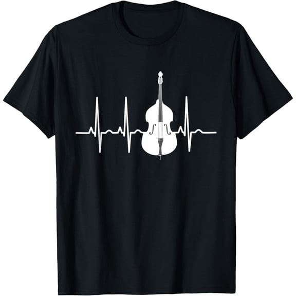 Playful Comfort Tee - Double Bass Heartbeat Funny Jazz Instruments Music T-Shirt