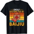 thumbnail image 1 of Playful Comfort Tee - Easily Distracted By Baijiu Retro Chinese Alcohol & Food Fan T-Shirt, 1 of 4