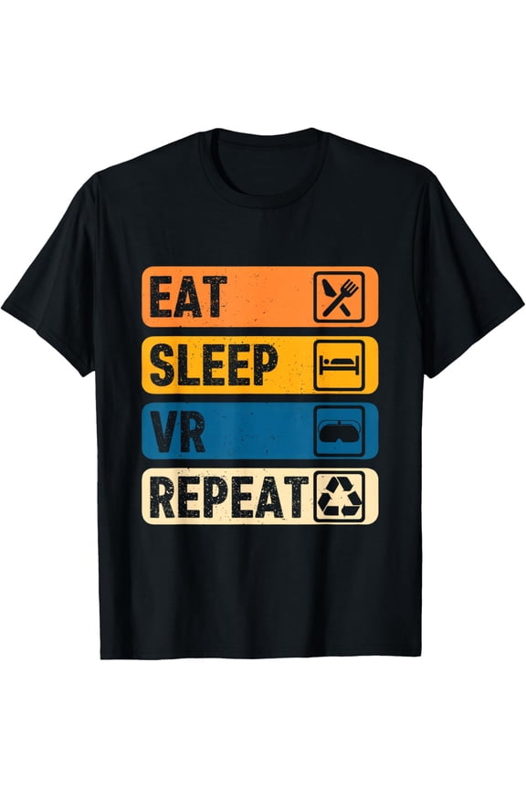 Playful Comfort Tee - Eat Sleep VR Repeat Vintage Gamer Gaming Virtual Reality T-Shirt