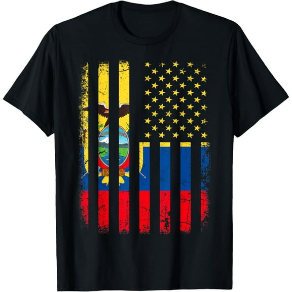 Playful Comfort Tee - Ecuadorian American Flag Ecuadorian Roots Ecuador America T-Shirt