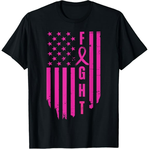 Playful Comfort Tee - Fight Breast Survivor American Flag Breast Cancer Awareness T-Shirt for Women Men