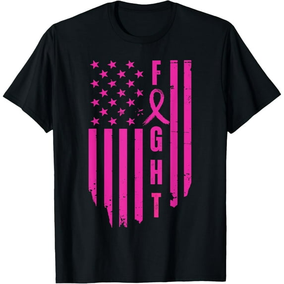 Playful Comfort Tee - Fight Breast Survivor American Flag Breast Cancer Awareness T-Shirt for Women Men