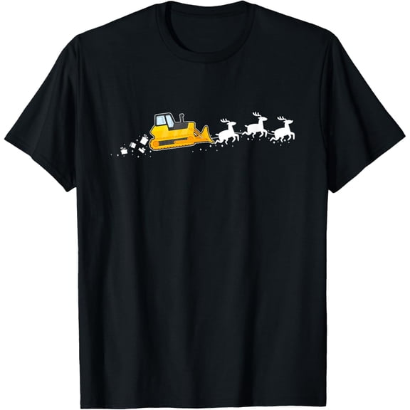 Playful Comfort Tee - Front Loader Santa Christmas Sleigh - Funny Front Loader T-Shirt