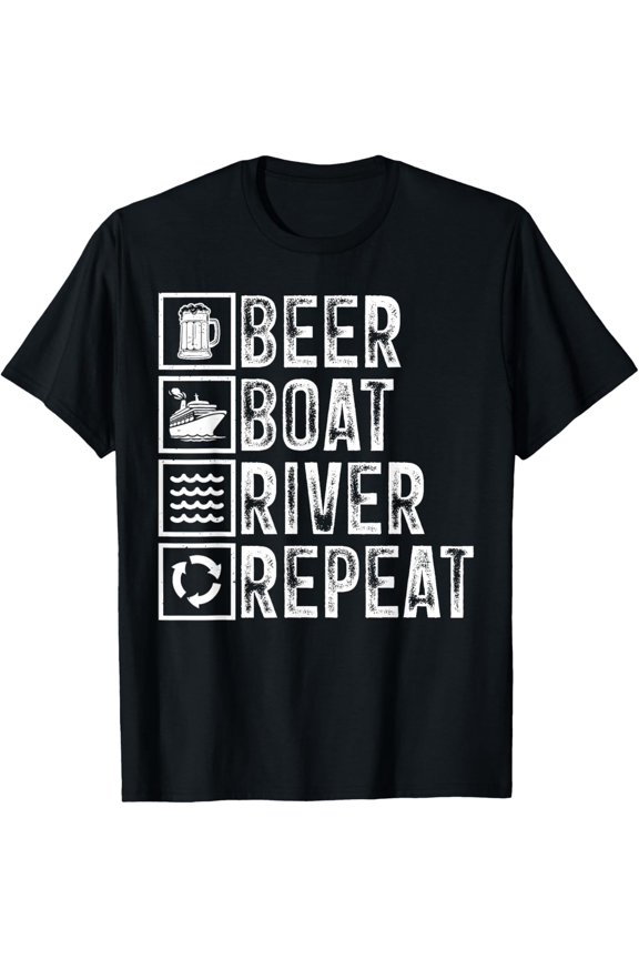 Playful Comfort Tee - Funny Drinker River Sailing Drinking Beer Boat River Dad T-Shirt