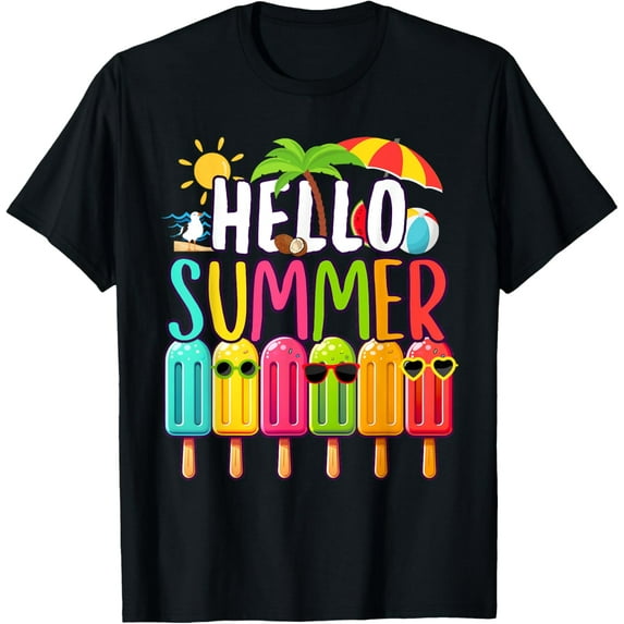 Playful Comfort Tee - Funny Hello Summer Vacation Popsicle Ice Lolly Ice Cream T-Shirt